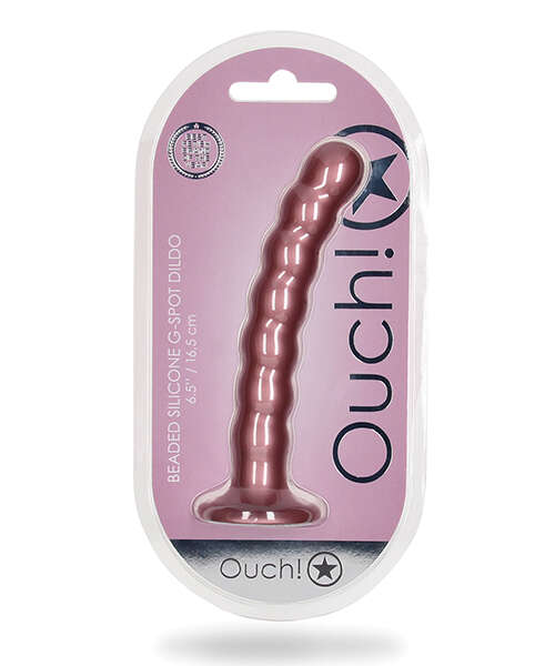 Shots Ouch 6.5" Beaded G-Spot Dildo - Rose Gold