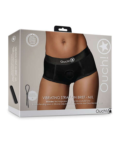 Shots Ouch Vibrating Strap On Brief - Black M/L