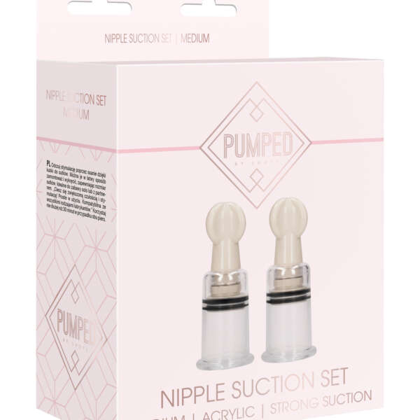 Shots Pumped Nipple Suction Set - Medium Clear