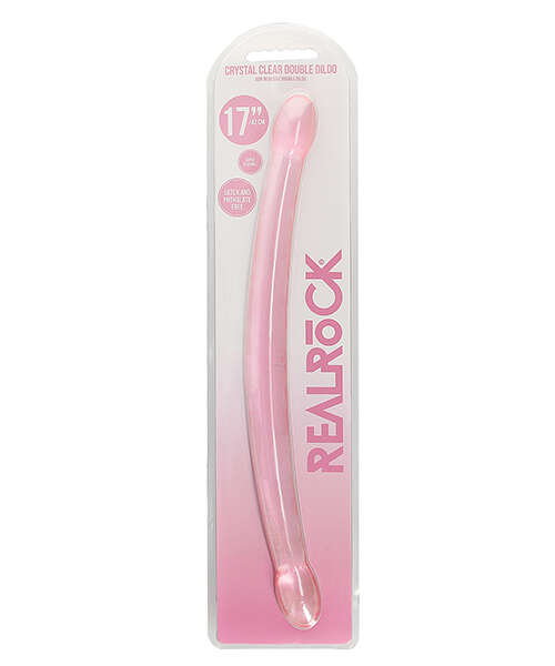 Shots RealRock Crystal Clear 17" Double Dildo - Pink