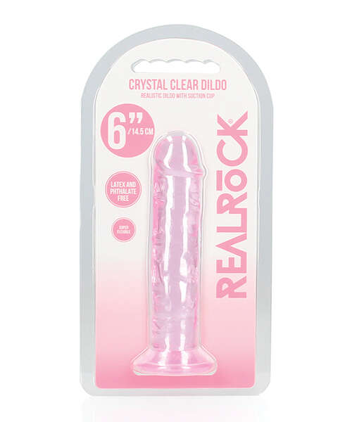 Shots RealRock Crystal Clear 6" Straight Dildo w/Suction Cup - Pink