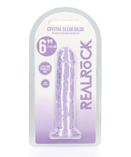 Shots RealRock Crystal Clear 6" Straight Dildo w/Suction Cup - Purple