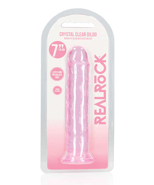 Shots RealRock Crystal Clear 7" Straight Dildo w/Suction Cup - Pink
