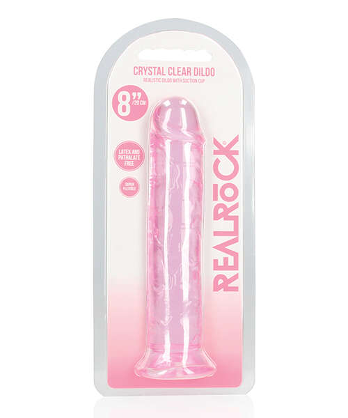 Shots RealRock Crystal Clear 8" Straight Dildo w/Suction Cup - Pink