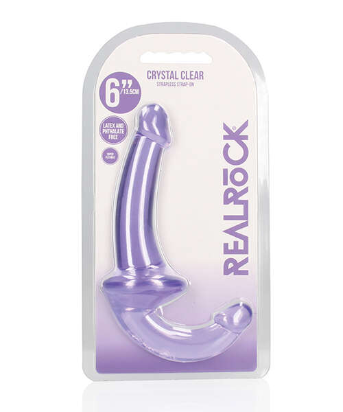 Shots RealRock Crystal Clear 6" Strapless Strap-On - Purple