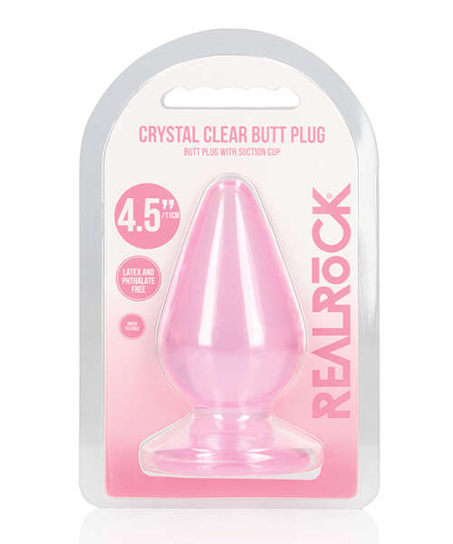 Shots RealRock Crystal Clear 4.5" Anal Plug - Pink