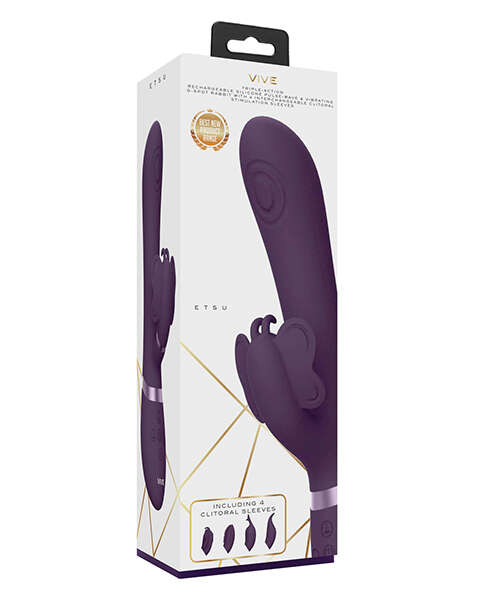 Shots Vive Etsu Pulse G-Spot Rabbit w/Interchangeable Clitoral Attachments - Purple