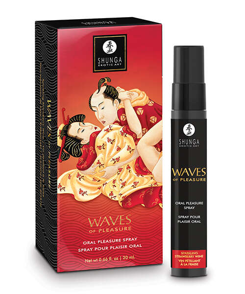 Shunga Waves of Pleasure Oral Pleasure Spray - .66 oz Sparkling Strawberry Wine