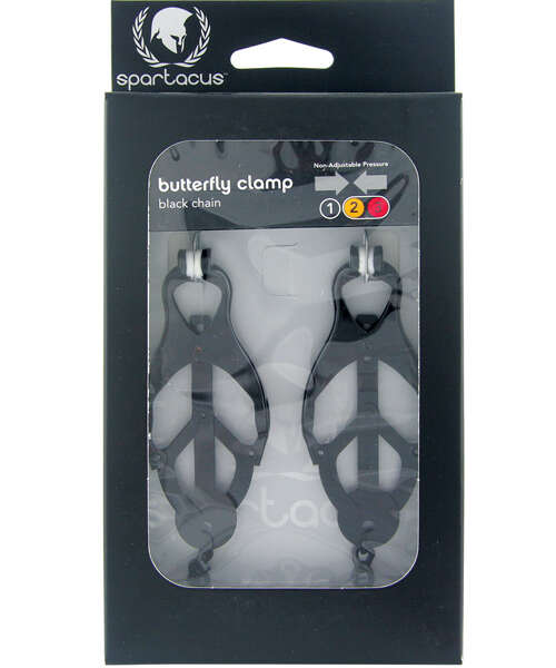Spartacus Black Butterfly Style Nipple Clamps w/Chain