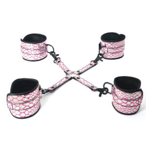 Spartacus Faux Leather Wrist & Ankle Restraints w/Hog Tie - Pink
