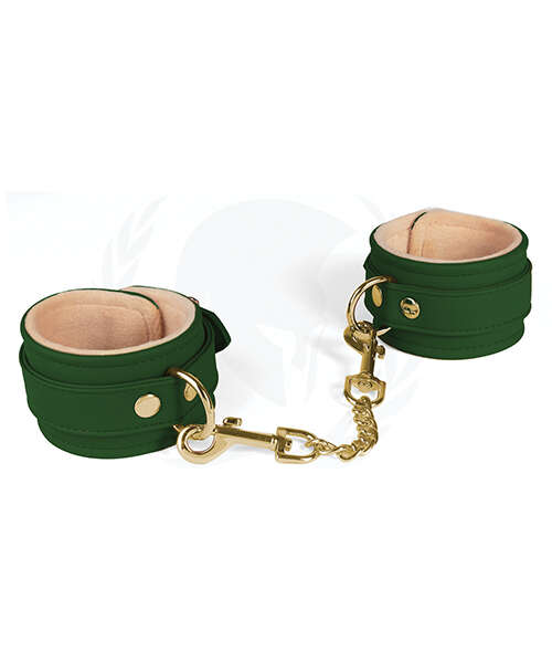 Spartacus PU Ankle Cuffs w/Plush Lining - Green