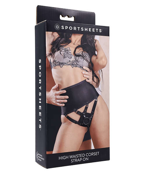 Sportsheets High Waisted Strap-On Corset - Black