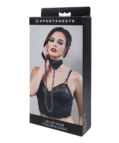 Sportsheets Velvet Noir Collar & Leash - Black