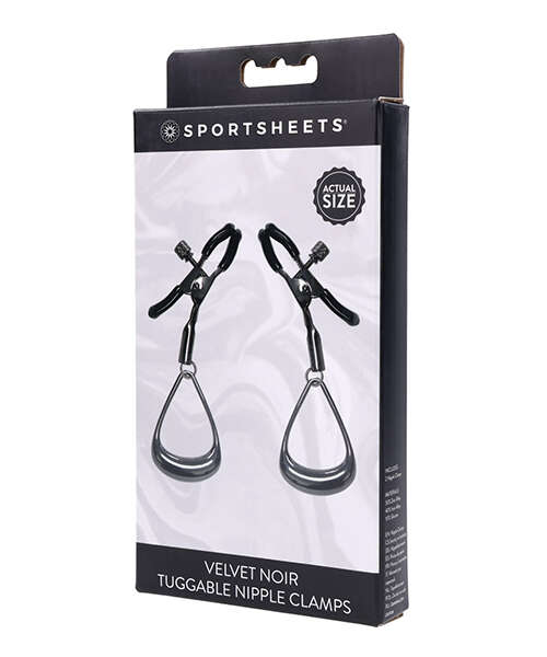 Sportsheets Velvet Noir Tuggable Nipple Clamps - Black