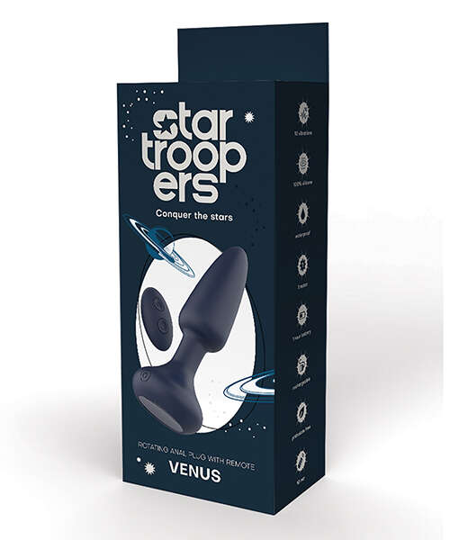 Star Troopers Venus Rotating Anal Plug w/Remote - Black