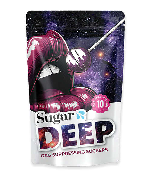 Sugar Splash Deep Gag Suppressing Purple Razz Suckers - 10 pcs