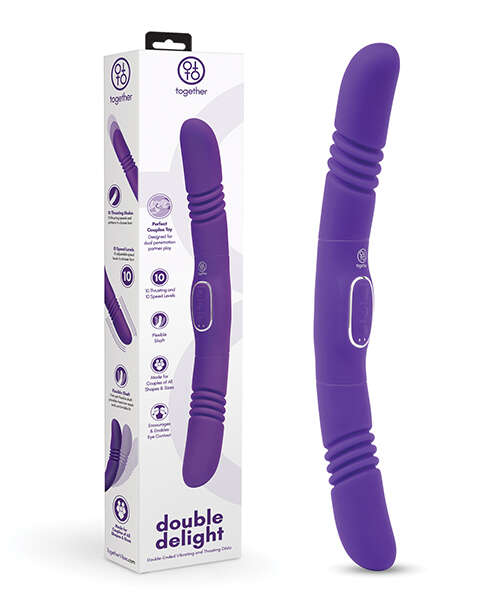 Together Double Delight Double-Ended Vibrating & Thrusting Vibrator - Purple