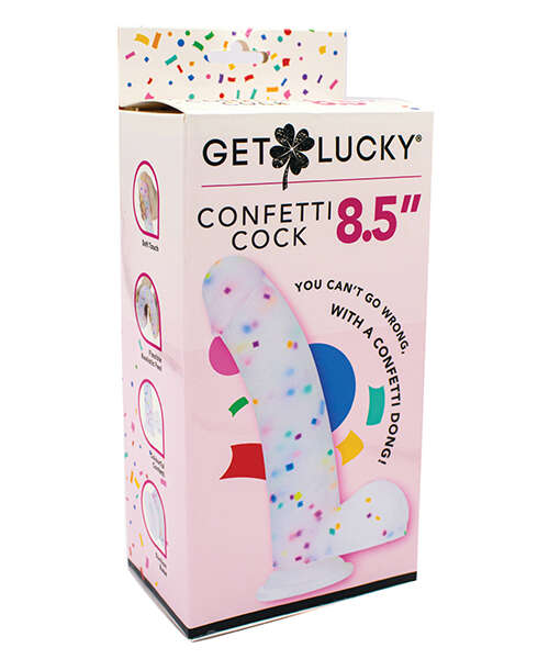 Get Lucky 8.5" Real Skin Confetti Cock - Multi Color