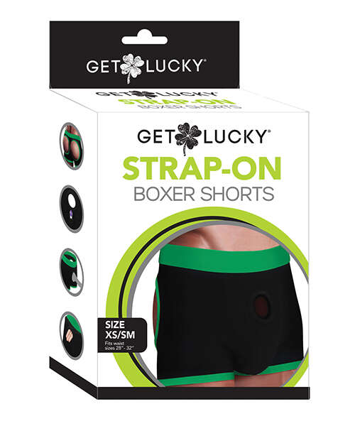 Get Lucky Strap On Boxers - XS-S Black/Green