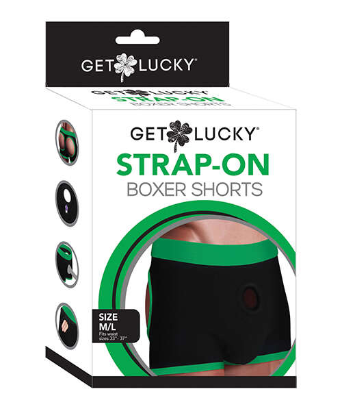 Get Lucky Strap On Boxers - M-L Black/Green