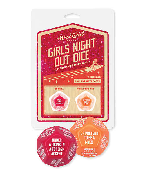 Wood Rocket Girls Night Out Do or Dare Dice Game - Red