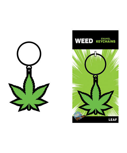 Wood Rocket Weed Pot Leaf Keychain - Green