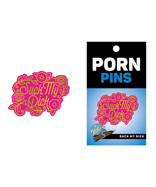 Wood Rocket Porn Suck My Dick Pin - Pink/Gold