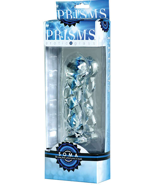 Prisms Erotic Glass Soma Twisted Dildo - Clear/Blue