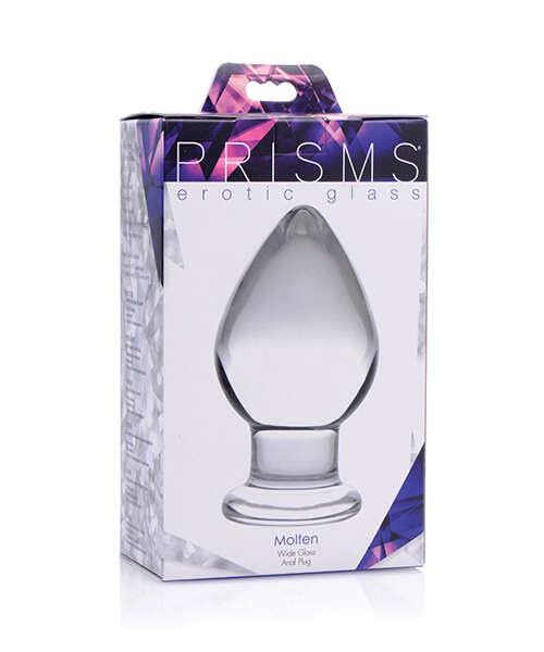Prisms Erotic Glass Molten Wide Glass Butt Plug - Clear