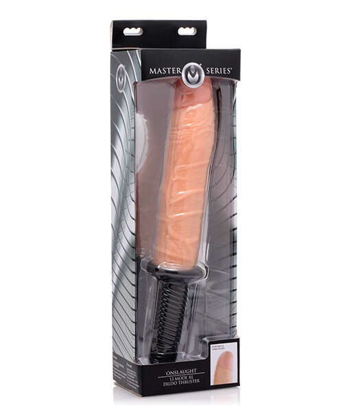 Master Series Onslaught 13 Mode XL Vibrating Dildo Thruster - Light