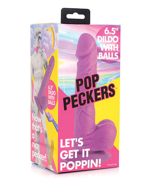Pop Peckers 6.5" Dildo w/Balls - Purple
