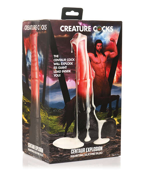 Creature Cocks Centaur Explosion Squirting Silicone Dildo - Black/Peach