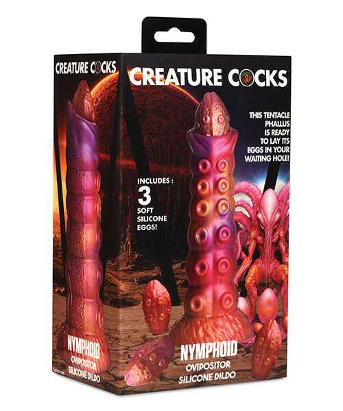 Creature Cocks Nymphoid Ovipositor Silicone Dildo w/Eggs - Multi Color