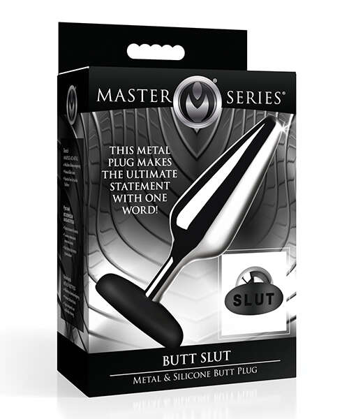 Master Series Butt Slut Metal & Silicone Butt Plug - Metal/Black
