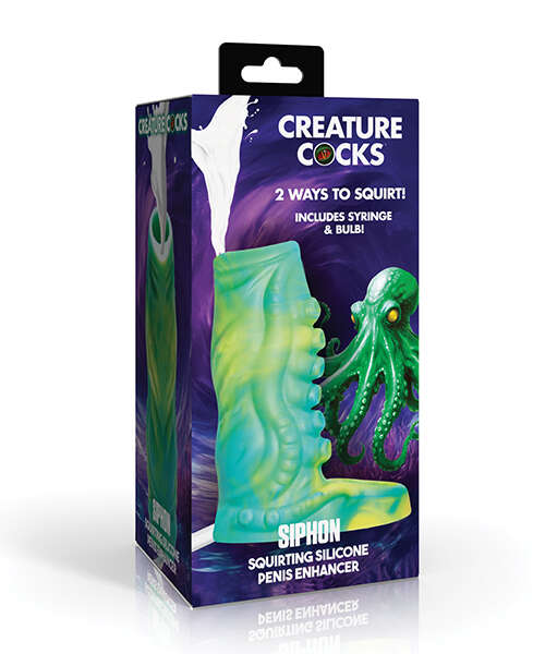 Creature Cocks Tentacle Squirting Silicone Penis Enhancer - Green