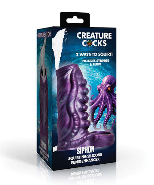 Creature Cocks Tentacle Squirting Silicone Penis Enhancer - Purple