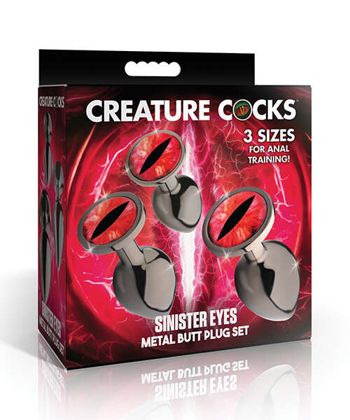 Creature Cocks - Sinister Eyes Red Eye Metal Butt Plug Set