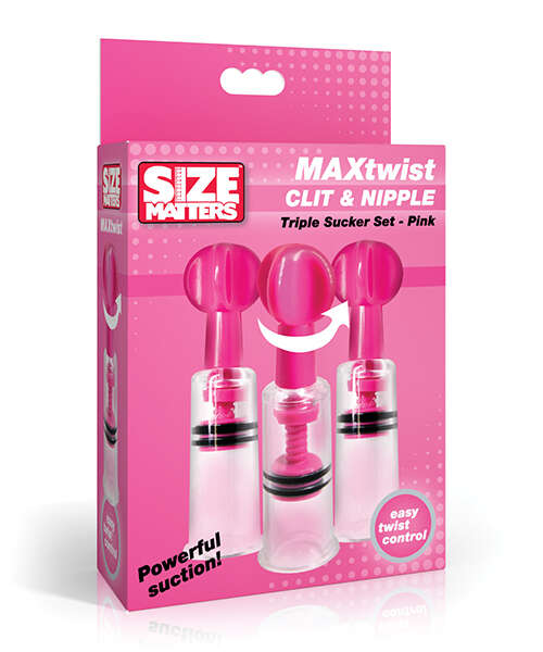 Size Matters MAXtwist Clit & Nipple Triple Sucker Set - Pink