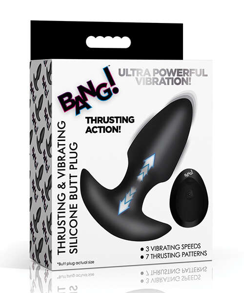 Bang! Thrusting & Vibrating Butt Plug - Black