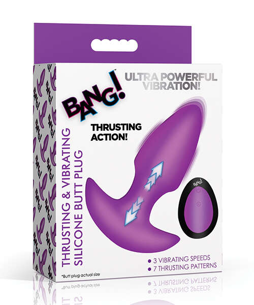Bang! Thrusting & Vibrating Butt Plug - Purple