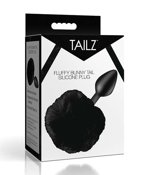 Tailz Fluffy Bunny Tail Silicone Plug - Black