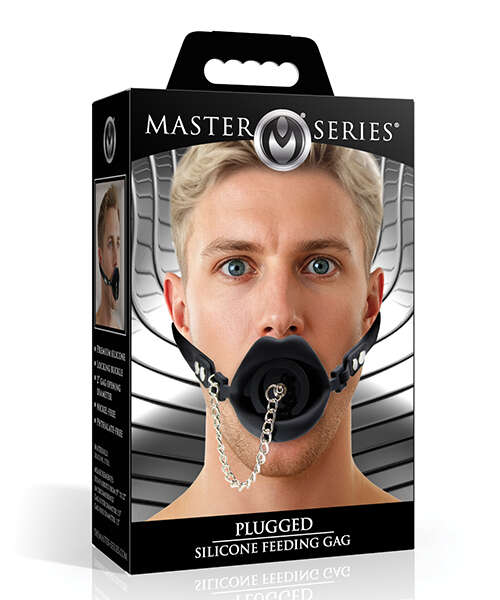 Master Series Plugged Silicone Feeding Gag - Black
