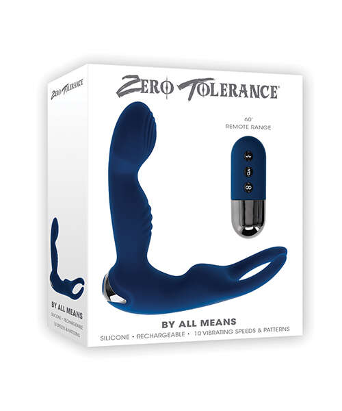 Zero Tolerance By All Means Prostate Vibrator w/Remote Control - Blue