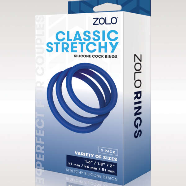 ZOLO Stretchy Silicone Cock Rings - Blue