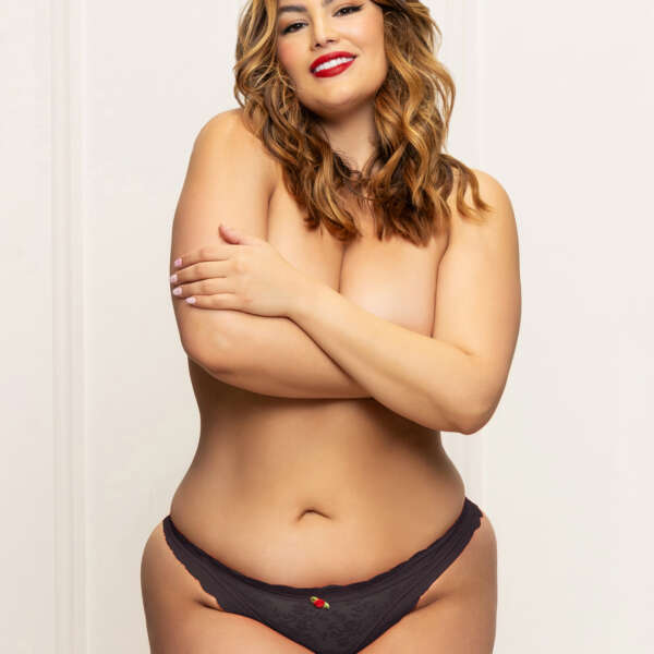 Lace Panty With Heart Cut Out Back - 3x/4x - Black