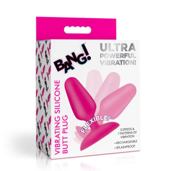 Flexible Vibrating Silicone Butt Plug - Pink