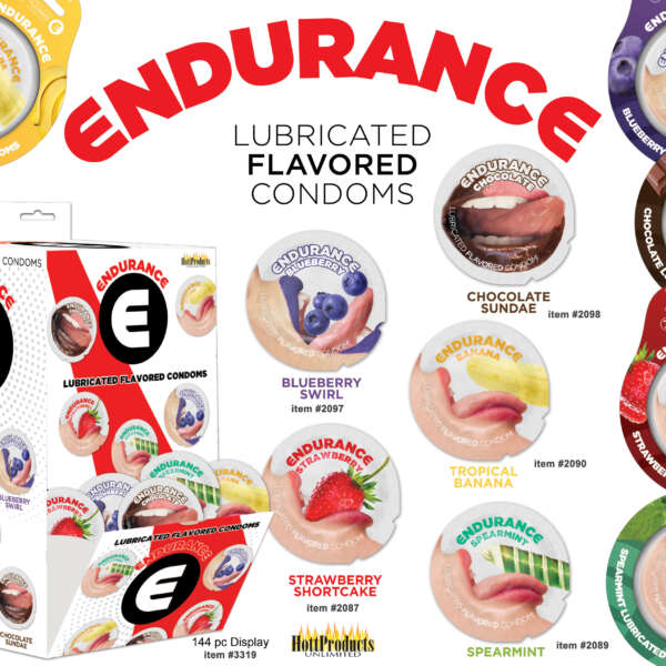 Endurance Condoms - 144 Count Wall Mount Display - Assorted Flavors