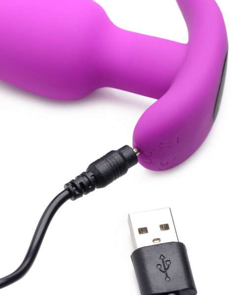 21x Silicone Butt Plug With Remote - Purple