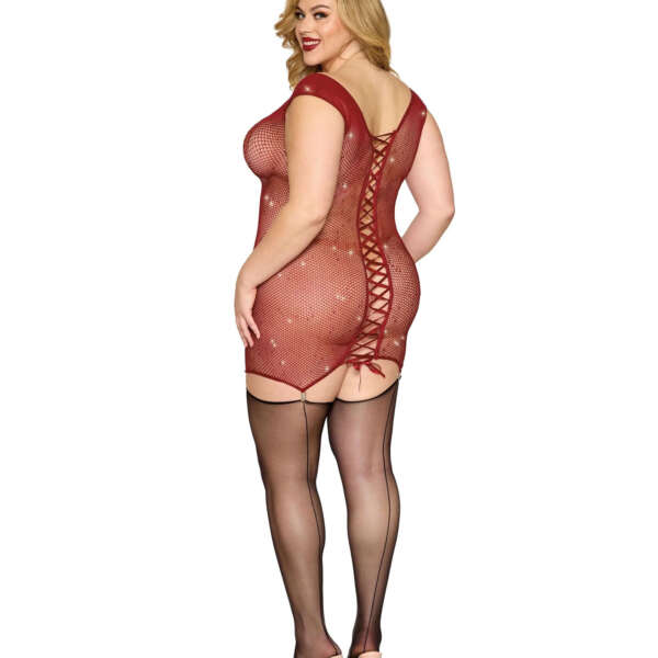 Garter Slip Dmnd - One Size Queen - Red