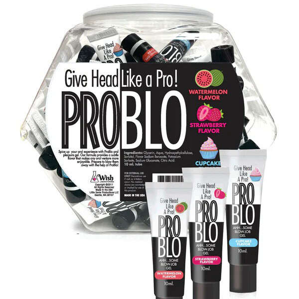Pro Blo Oral Pleasure Gel Pop Display 66ct - 10ml Tubes: 3 Flavors